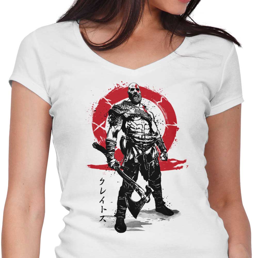 Killer of Gods Sumi-e Women's V-Neck - Adult & Kids T-Shirts, Sweatshirts & Hoodies apparel design preview 1