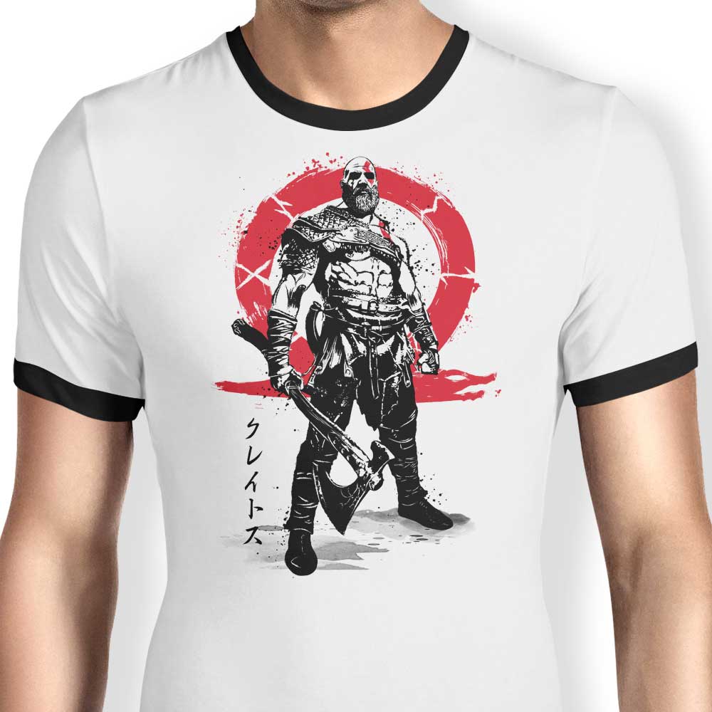 Killer of Gods Sumi-e Ringer - Adult & Kids T-Shirts, Sweatshirts & Hoodies apparel design preview 1