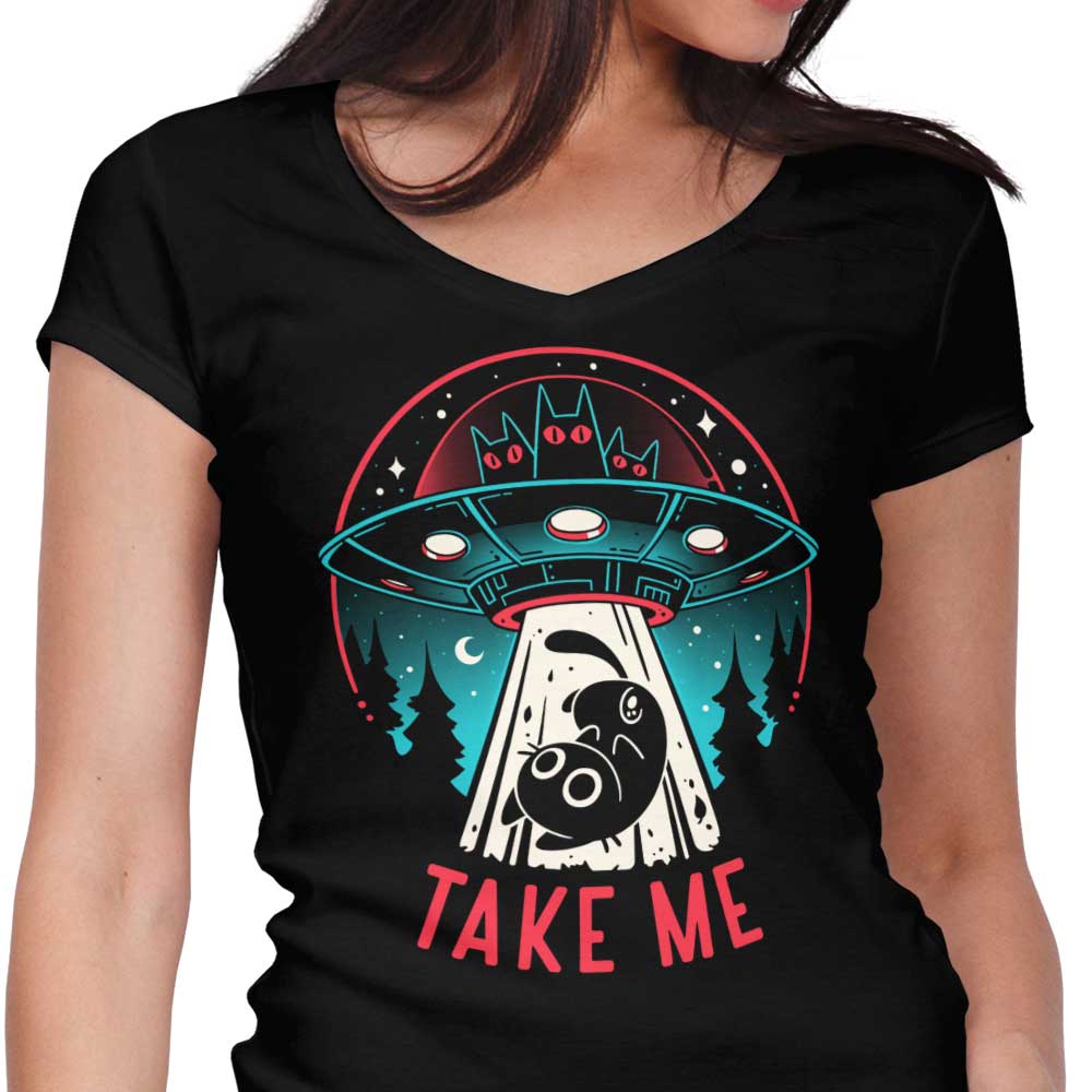 Kitty Alien Encounter Women's V-Neck - Adult & Kids T-Shirts, Sweatshirts & Hoodies apparel design preview 1