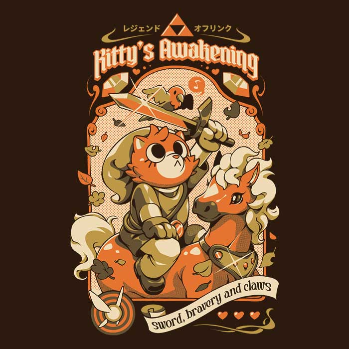 Kitty's Awakening - Adult & Kids T-Shirts, Sweatshirts & Hoodies apparel design preview 2