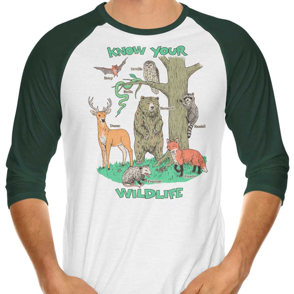 Know Your Wildlife 3/4 Sleeve Raglan - Adult & Kids T-Shirts, Sweatshirts & Hoodies apparel design preview 1