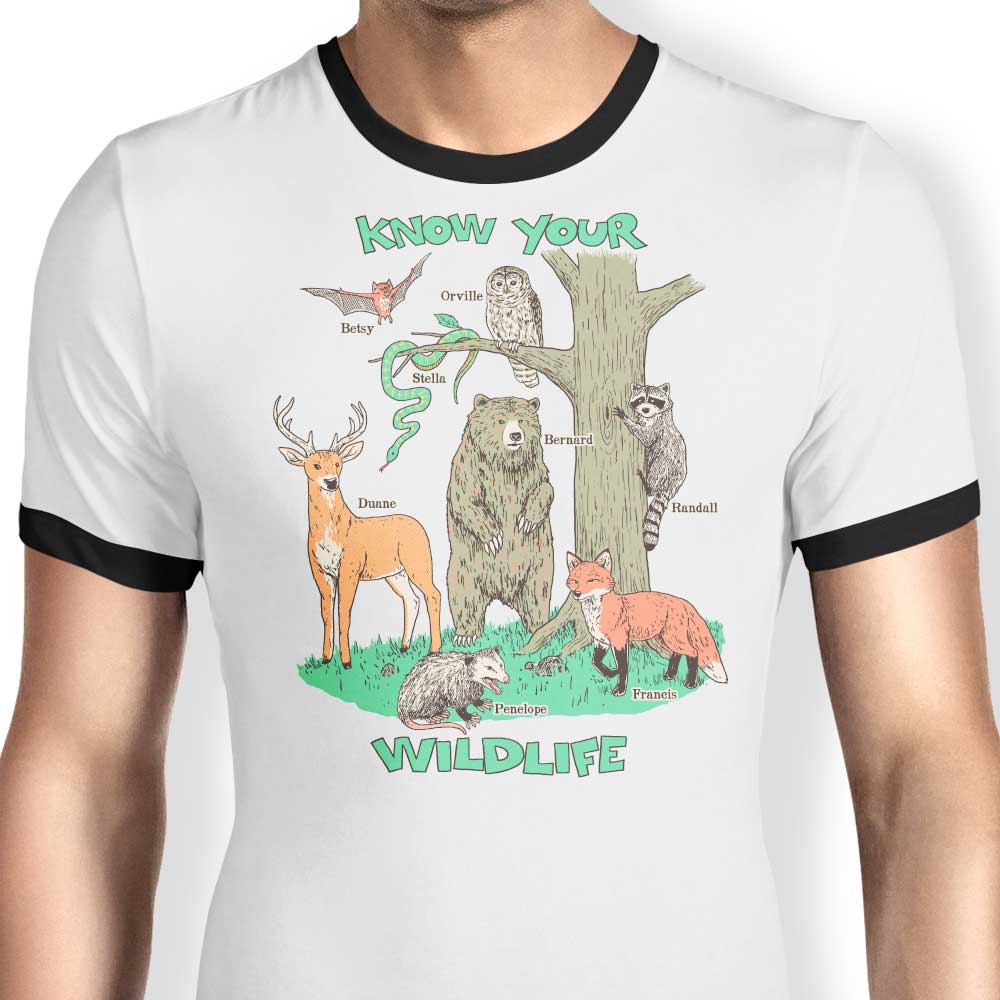 Know Your Wildlife Ringer - Adult & Kids T-Shirts, Sweatshirts & Hoodies apparel design preview 1