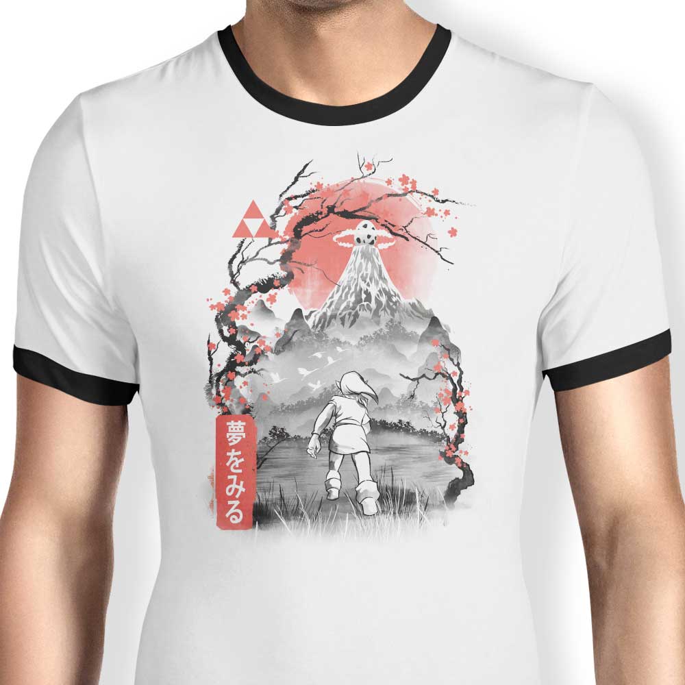 Koholint Sumi-e Ringer - Adult & Kids T-Shirts, Sweatshirts & Hoodies apparel design preview 1