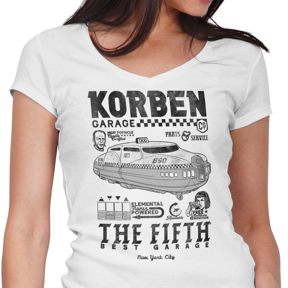 Korben Garage Women's V-Neck - Adult & Kids T-Shirts, Sweatshirts & Hoodies apparel design preview 1