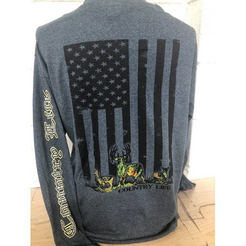 Country Life Outfitters USA Flag Camo Deer - Adult & Kids T-Shirts, Sweatshirts & Hoodies apparel design preview 1
