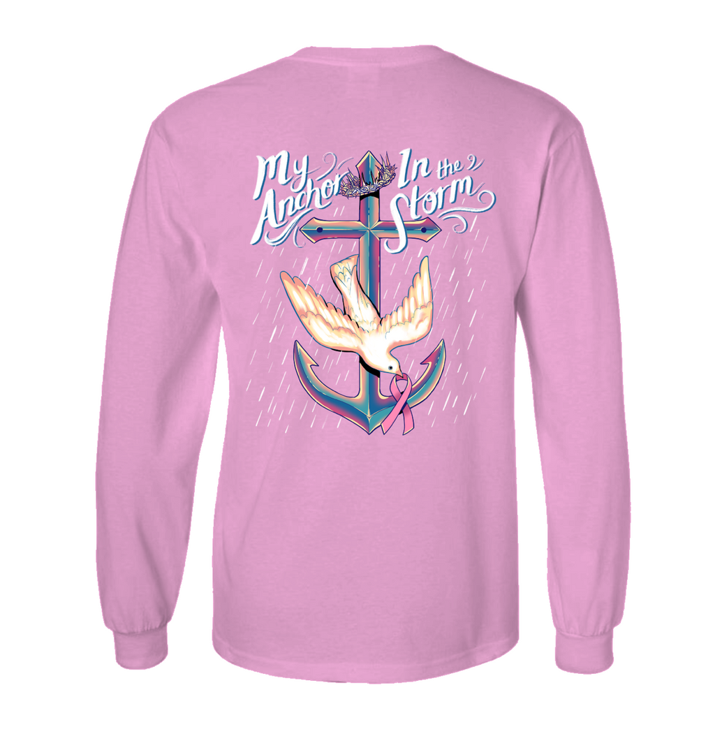 Southern Attitude Anchor In The Storm Cancer Ribbon - Adult & Kids T-Shirts, Sweatshirts & Hoodies apparel design preview 1