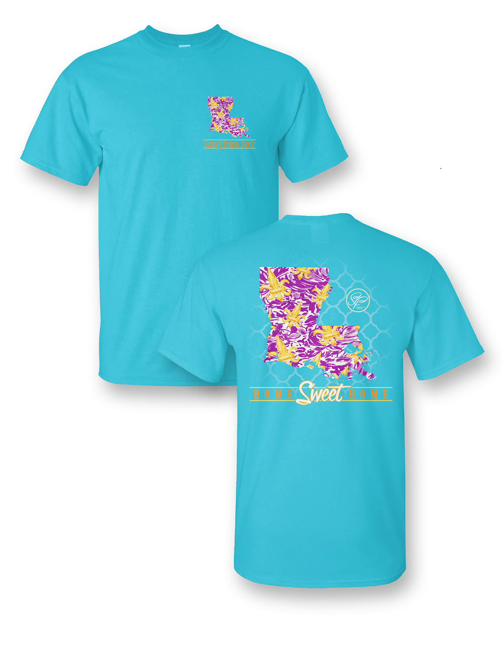 Sassy Frass Home Sweet Louisiana LA Fleur De Lis - Adult & Kids T-Shirts, Sweatshirts & Hoodies apparel design preview 2