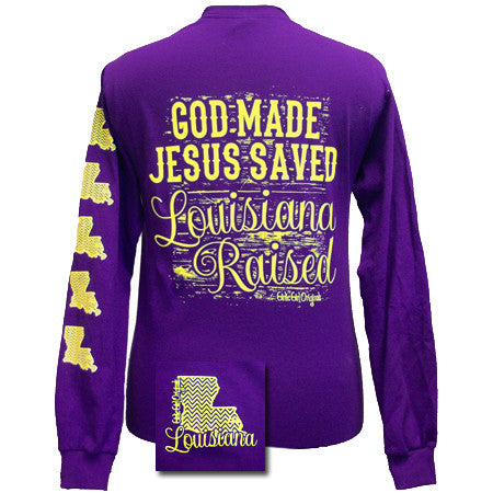 Girlie Girl Originals Louisiana Raised, Jesus Saved - Adult & Kids T-Shirts, Sweatshirts & Hoodies apparel design preview 1