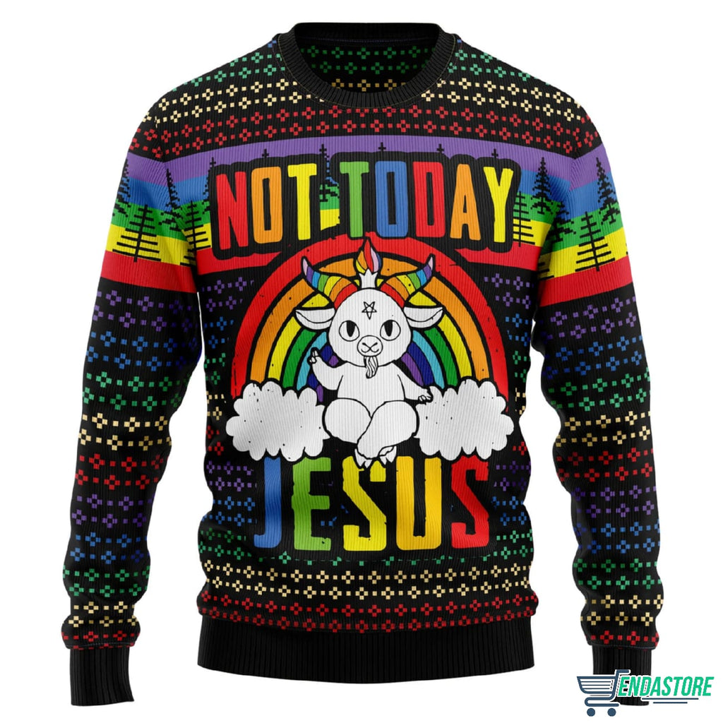LGBT Not Today Jesus Ugly Christmas Sweater product image