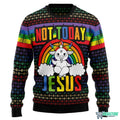 LGBT Not Today Jesus Ugly Christmas Sweater product image