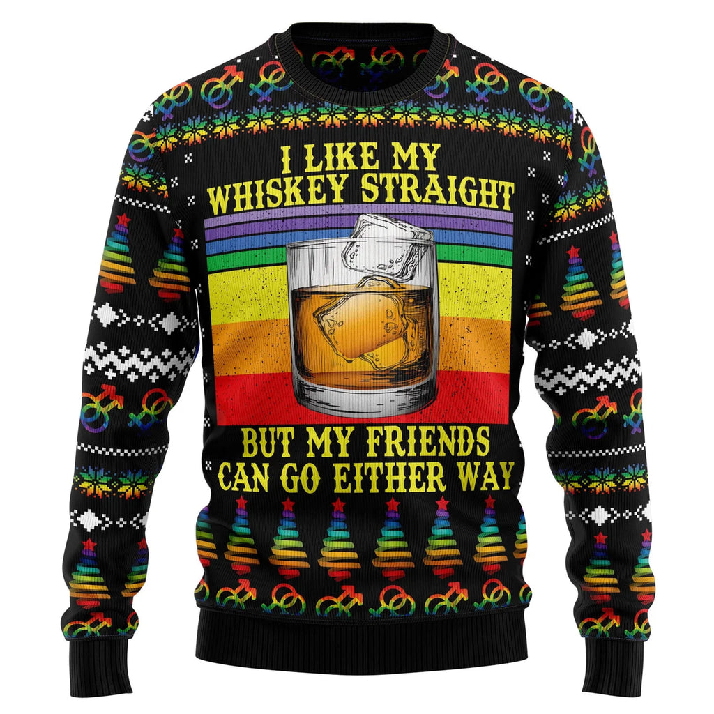 LGBT Whiskey Straight Ugly Christmas Sweater product image