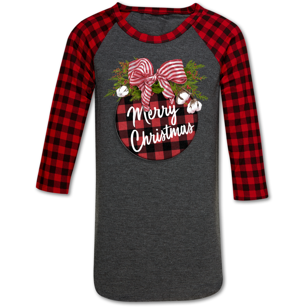 Couture Lightheart Plaid Merry Christmas Raglan - Adult & Kids T-Shirts, Sweatshirts & Hoodies apparel design preview 1