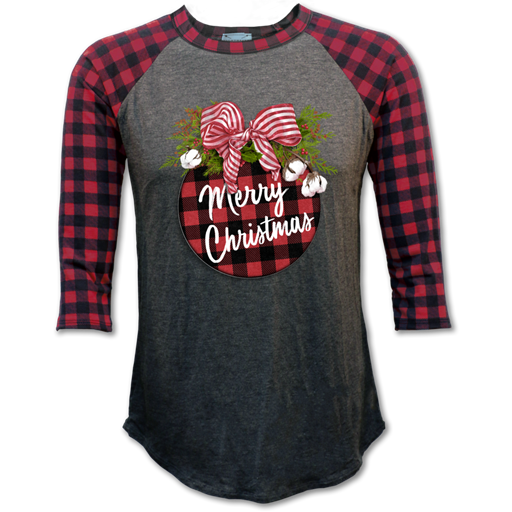 Couture Lightheart Plaid Merry Christmas Raglan - Adult & Kids T-Shirts, Sweatshirts & Hoodies apparel design preview 2