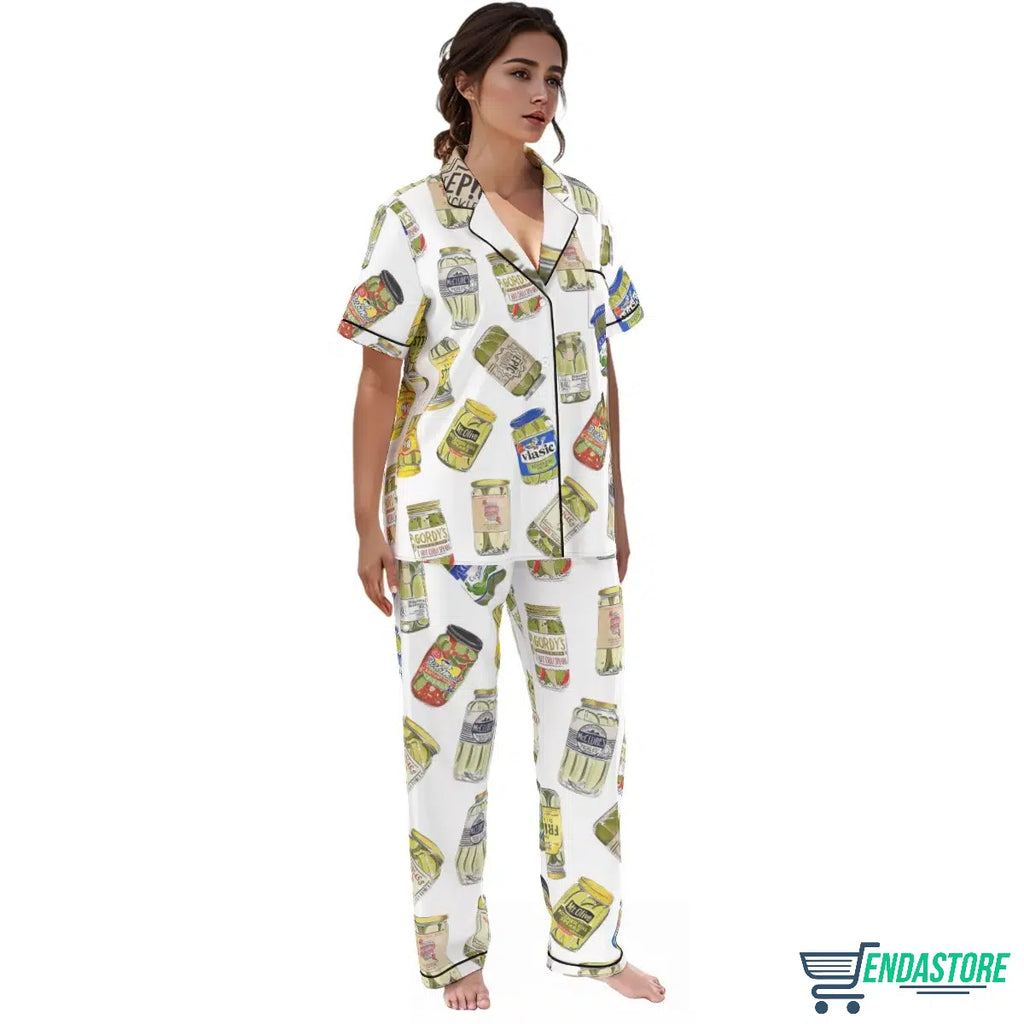 LONG-Vintage Canned Pickles Long Sleeve Pajama Set product image 4
