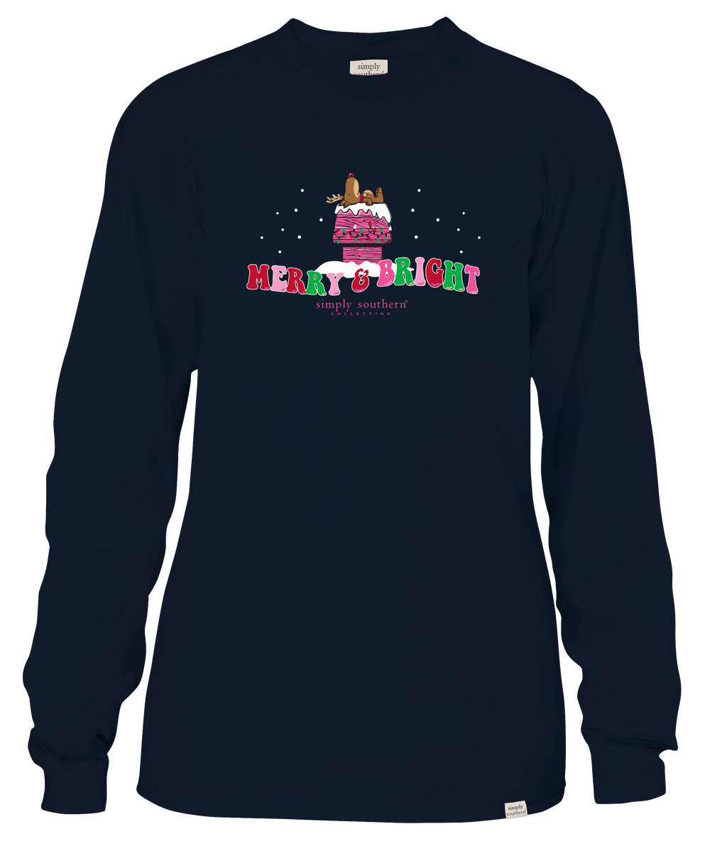 Simply Southern Merry Bright Deer Holiday - Adult & Kids T-Shirts, Sweatshirts & Hoodies apparel design preview 2