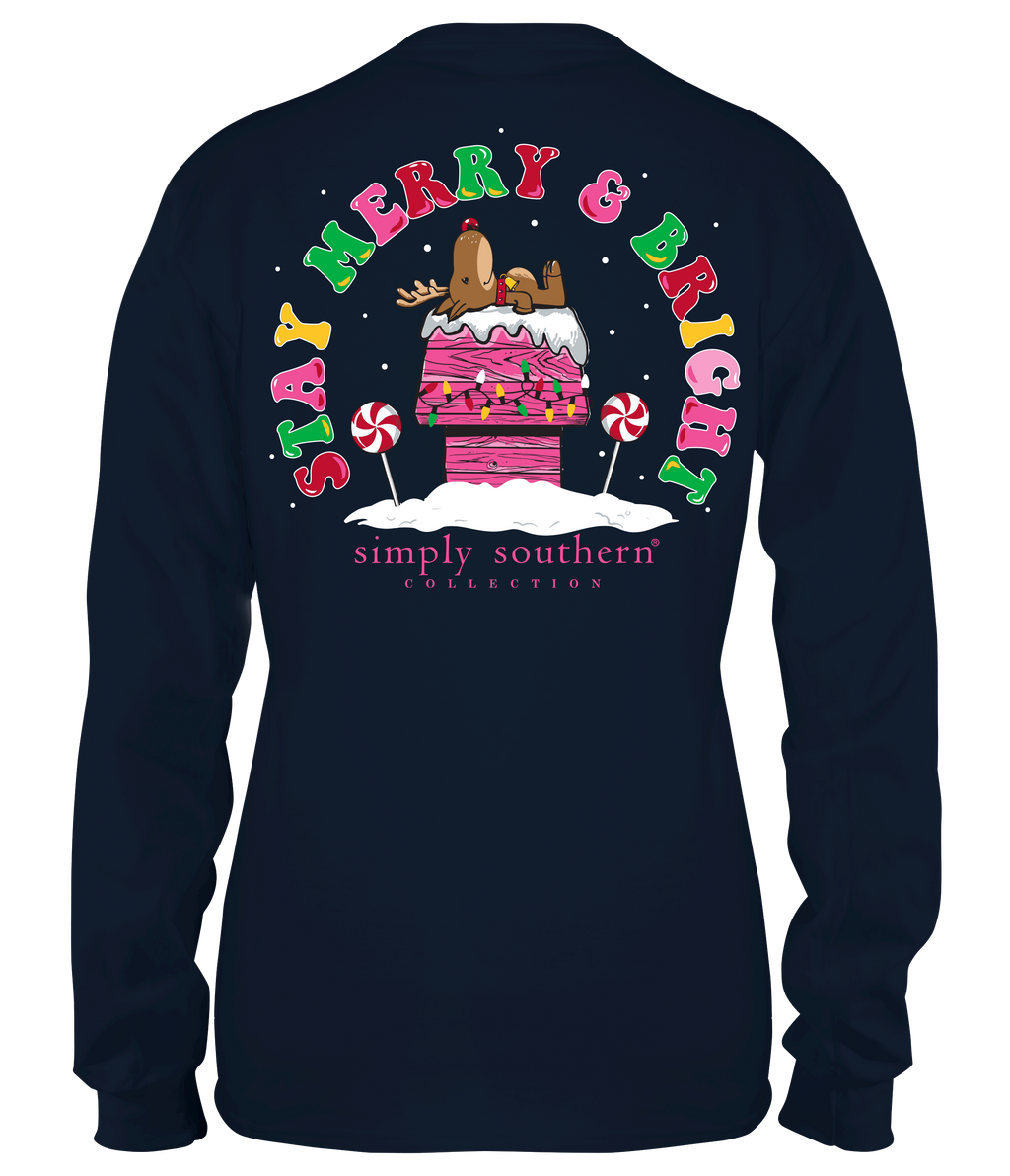 Simply Southern Merry Bright Deer Holiday - Adult & Kids T-Shirts, Sweatshirts & Hoodies apparel design preview 1