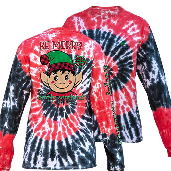 SALE Simply Southern Preppy Be Merry Elf Holiday Tie - Adult & Kids T-Shirts, Sweatshirts & Hoodies apparel design preview 2