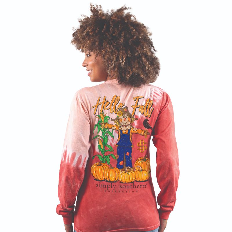 SALE Simply Southern Hello Fall Pumpkins Tie Dye - Adult & Kids T-Shirts, Sweatshirts & Hoodies apparel design preview 1