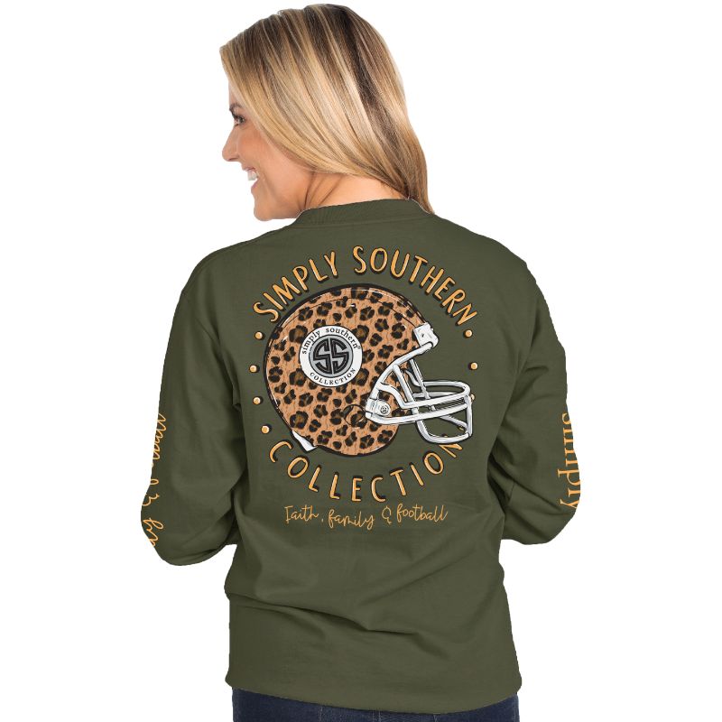 SALE Simply Southern Preppy Leopard Football - Adult & Kids T-Shirts, Sweatshirts & Hoodies apparel design preview 1
