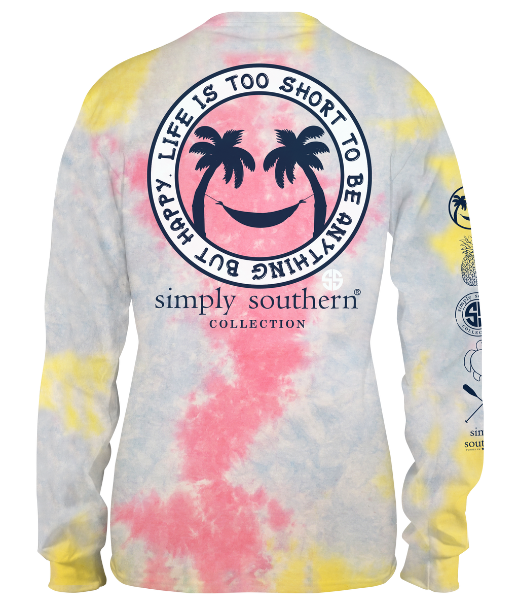 SALE Simply Southern Life Is Short Happy Tie Dye - Adult & Kids T-Shirts, Sweatshirts & Hoodies apparel design preview 2