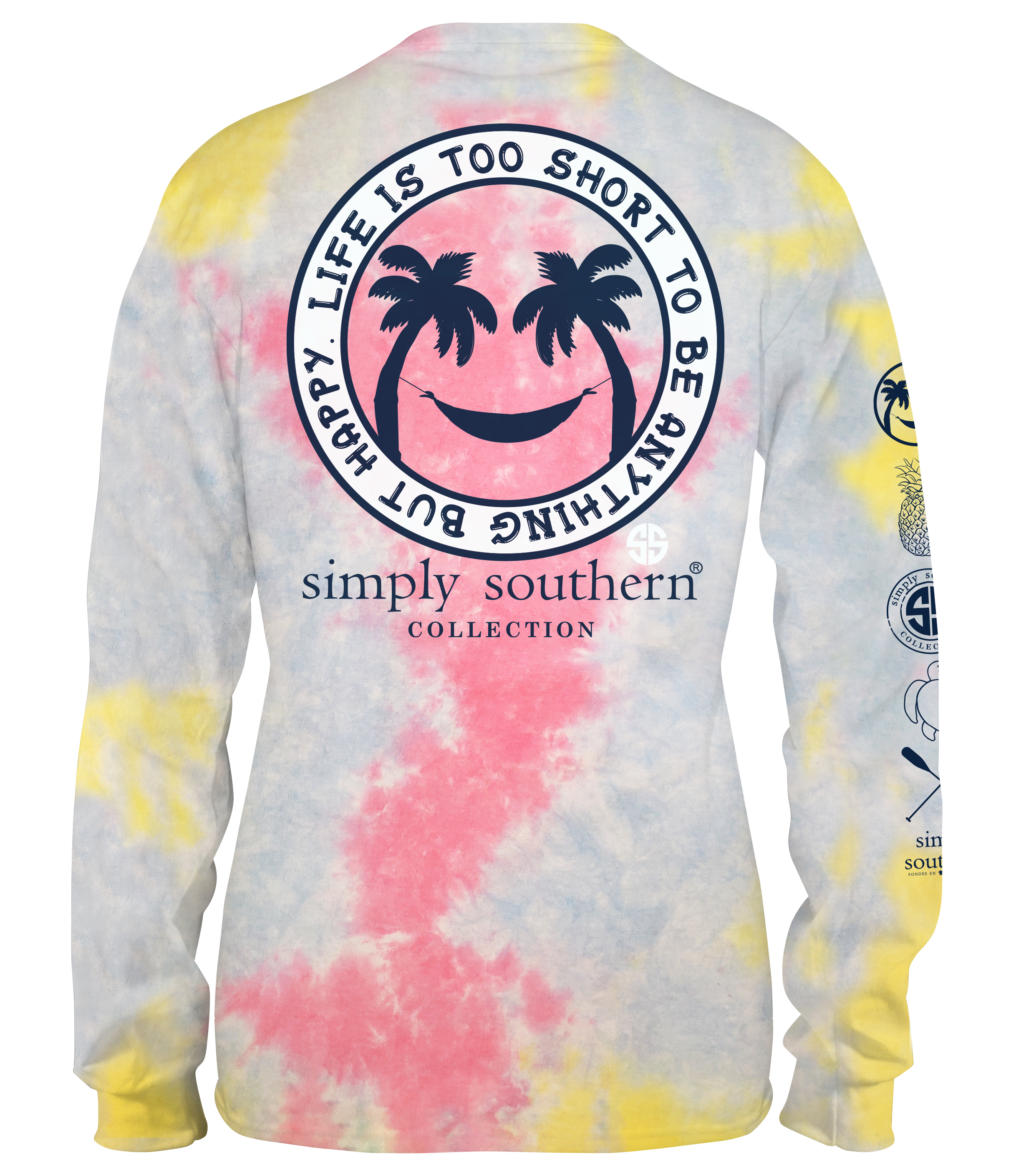SALE Simply Southern Life Is Short Happy Tie Dye - Adult & Kids T-Shirts, Sweatshirts & Hoodies apparel design preview 2