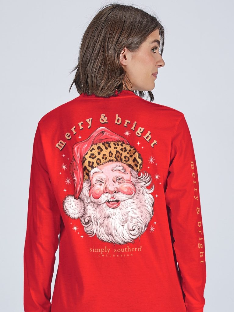 Simply Southern Leopard Santa Holiday - Adult & Kids T-Shirts, Sweatshirts & Hoodies apparel design preview 1