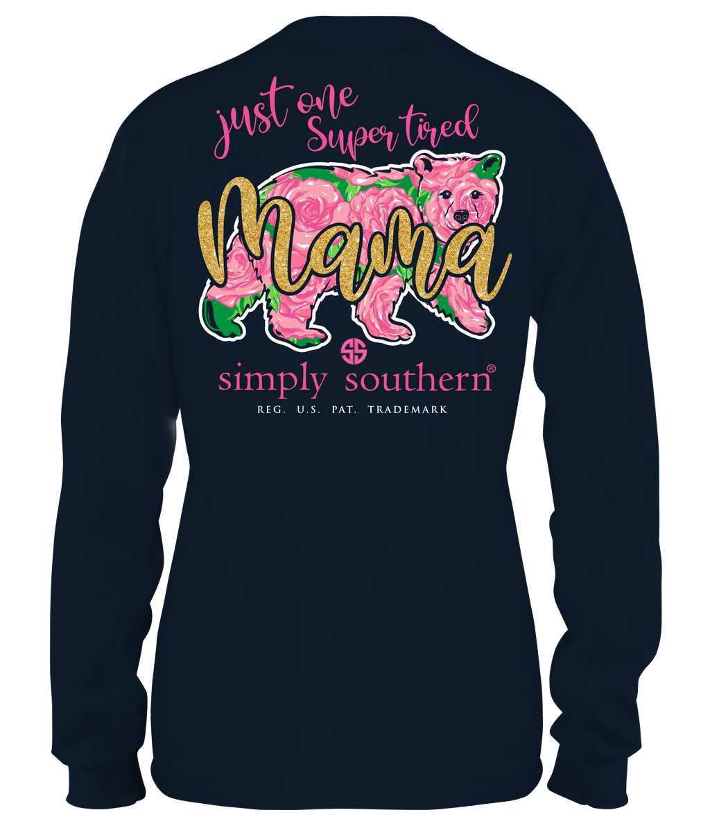 SALE Simply Southern Preppy Tired Mama Bear - Adult & Kids T-Shirts, Sweatshirts & Hoodies apparel design preview 2