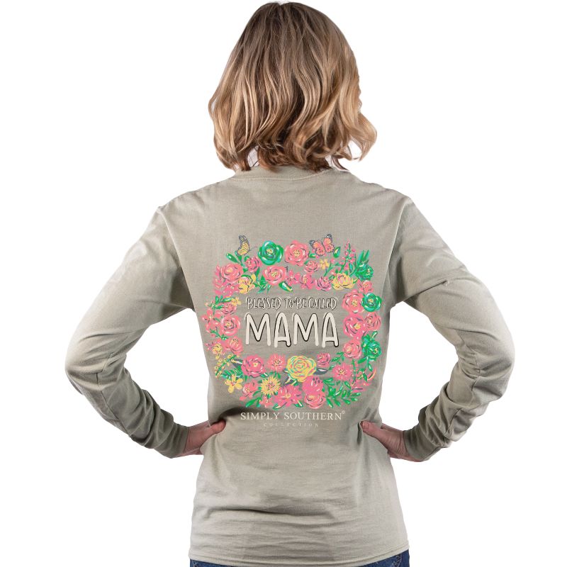 Simply Southern Blessed Mama Flowers - Adult & Kids T-Shirts, Sweatshirts & Hoodies apparel design preview 1
