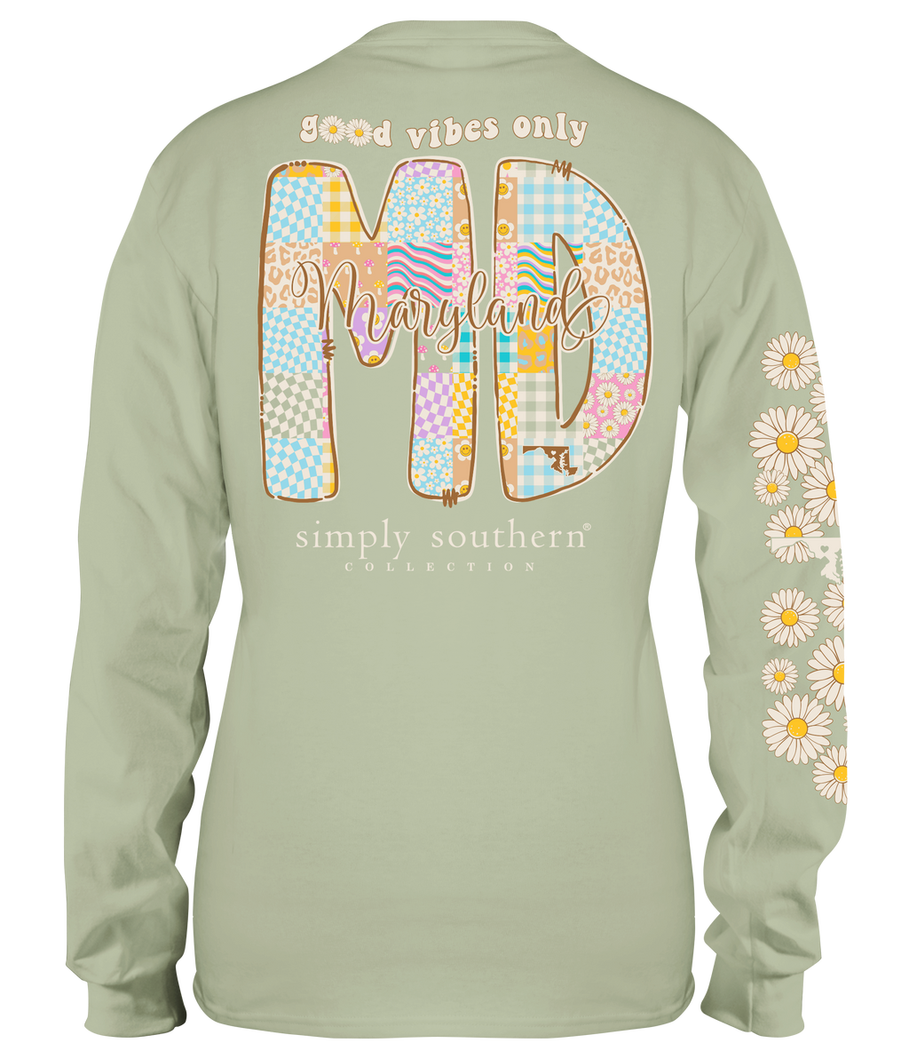 Simply Southern Good Vibes Maryland - Adult & Kids T-Shirts, Sweatshirts & Hoodies apparel design preview 1
