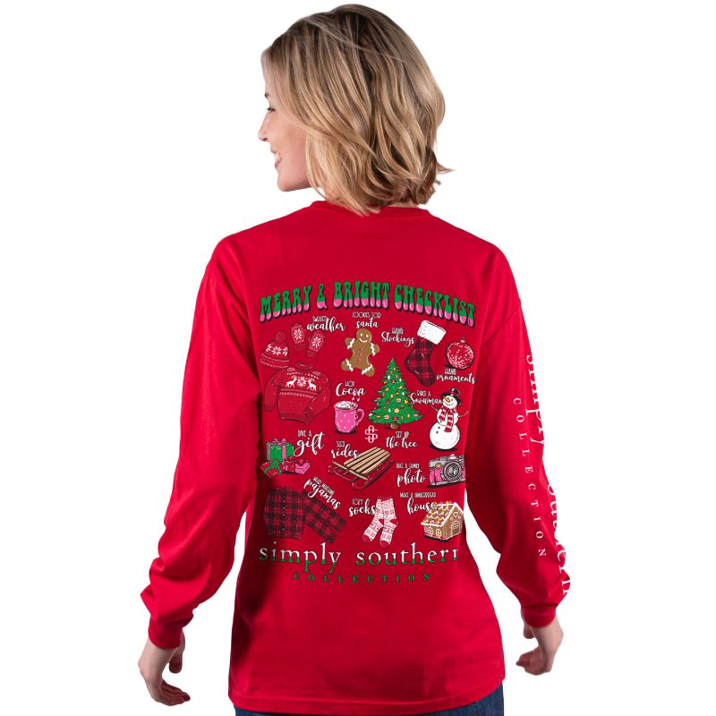Simply Southern Merry Bright Checklist Holiday - Adult & Kids T-Shirts, Sweatshirts & Hoodies apparel design preview 1