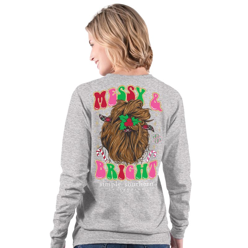 Simply Southern Messy Bright Holiday - Adult & Kids T-Shirts, Sweatshirts & Hoodies apparel design preview 2