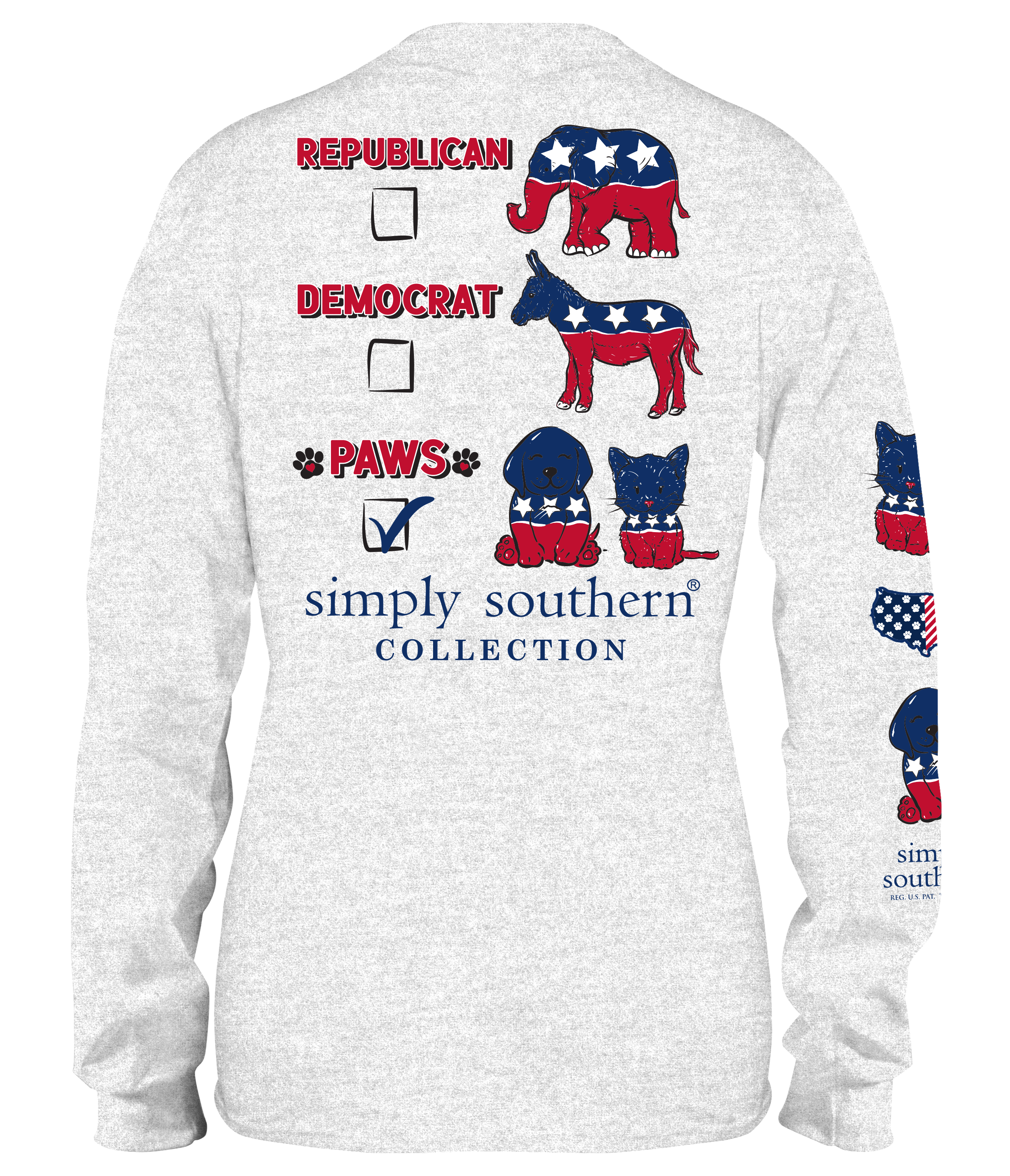 SALE Simply Southern Vote Paws USA - Adult & Kids T-Shirts, Sweatshirts & Hoodies apparel design preview 2