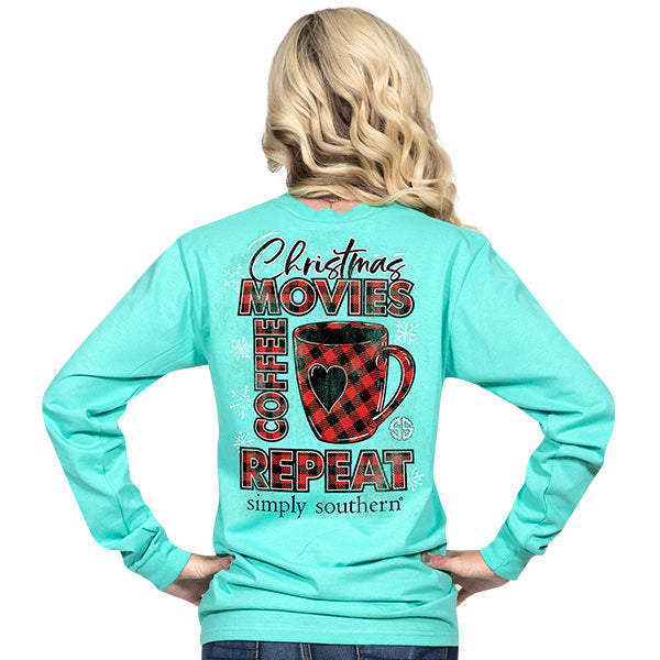 SALE Simply Southern Christmas Movies Coffee Repeat - Adult & Kids T-Shirts, Sweatshirts & Hoodies apparel design preview 2