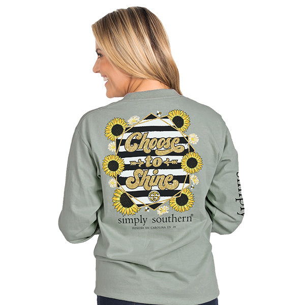 SALE Simply Southern Preppy Choose To Shine Sunflower - Adult & Kids T-Shirts, Sweatshirts & Hoodies apparel design preview 2
