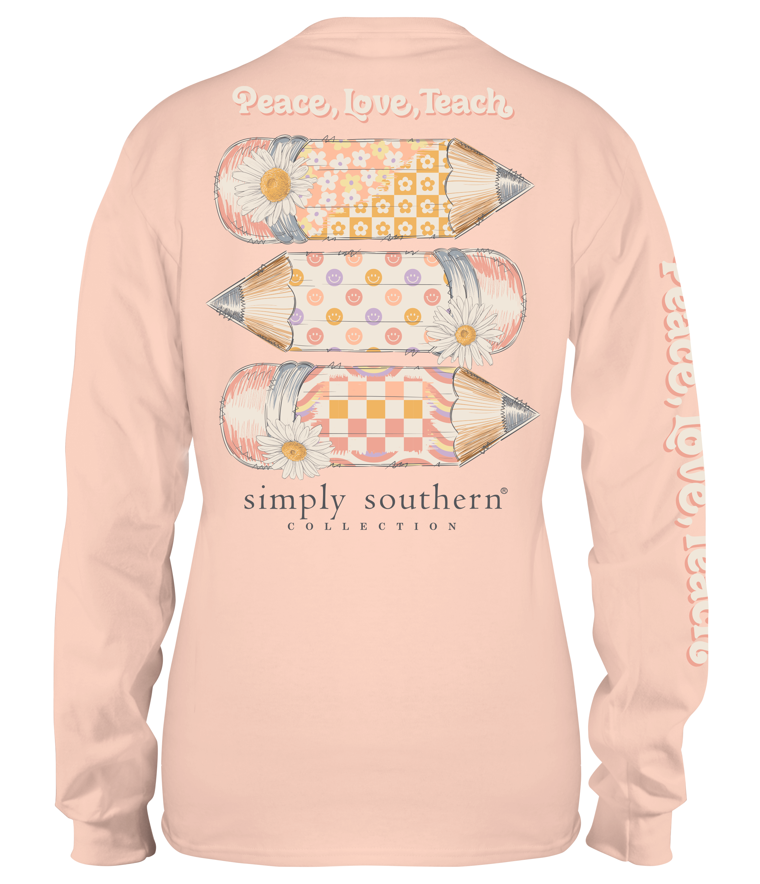 Simply Southern Peace Love Teach - Adult & Kids T-Shirts, Sweatshirts & Hoodies apparel design preview 1