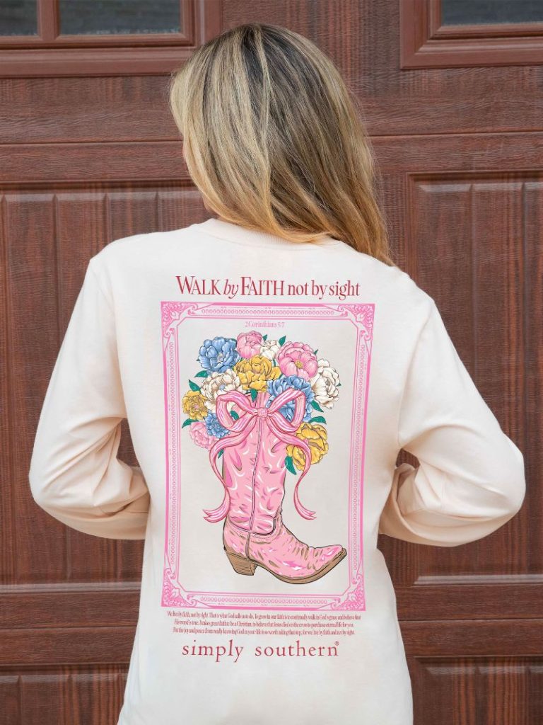 Simply Southern Walk By Faith Boot Flower - Adult & Kids T-Shirts, Sweatshirts & Hoodies apparel design preview 2