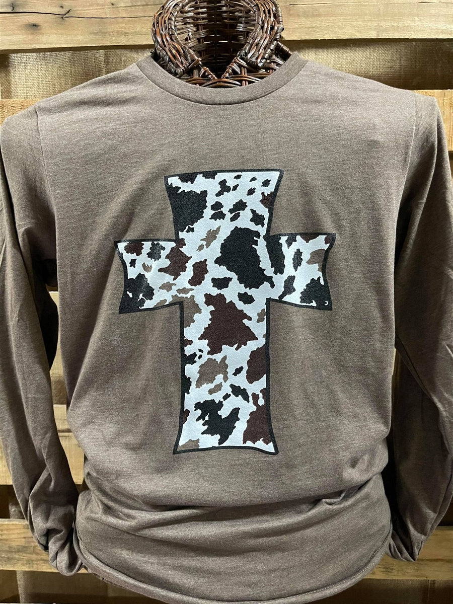 Southern Chics Cow Print Cross Canvas Girlie - Adult & Kids T-Shirts, Sweatshirts & Hoodies apparel design preview 1