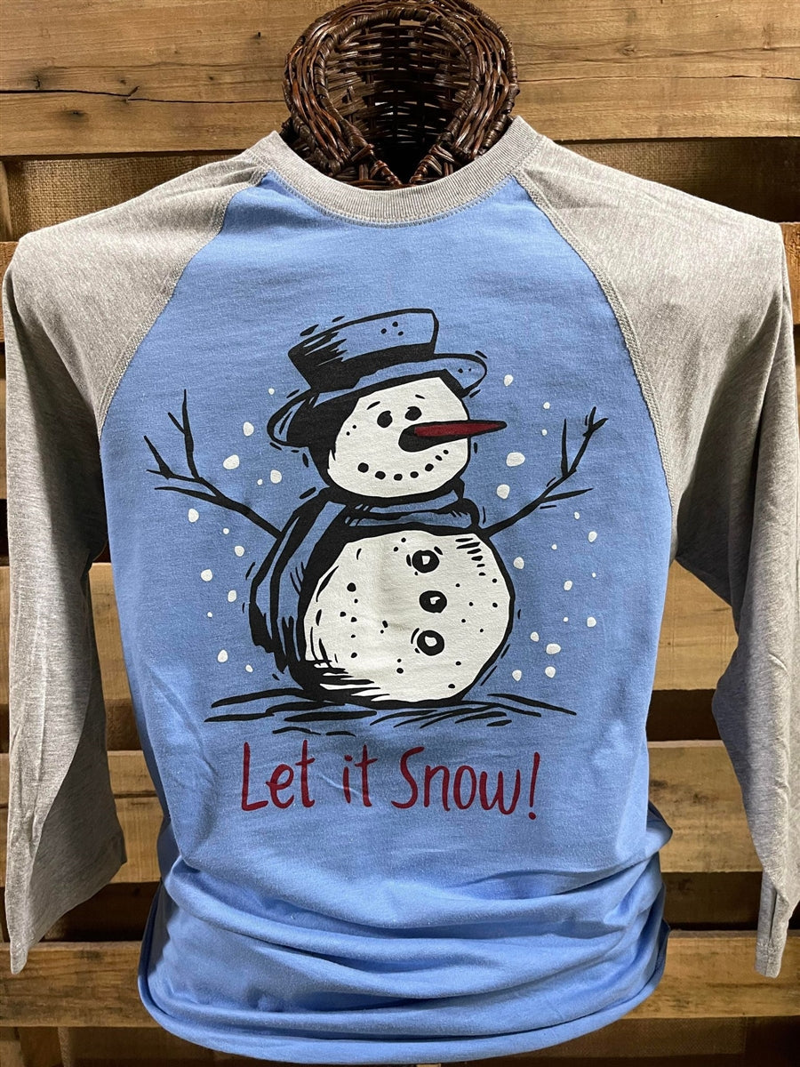 Southern Chics Let It Snow Holiday Raglan Canvas 3/4 - Adult & Kids T-Shirts, Sweatshirts & Hoodies apparel design preview 1