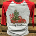Southern Chics Merry Christmas Truck Raglan Canvas - Adult & Kids T-Shirts, Sweatshirts & Hoodies apparel design preview 1