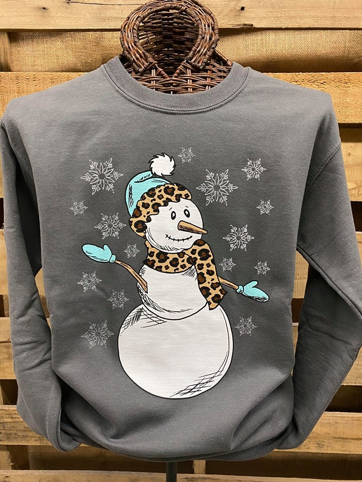 Southern Chics Apparel Leopard Snowman Crew - Adult & Kids T-Shirts, Sweatshirts & Hoodies apparel design preview 1