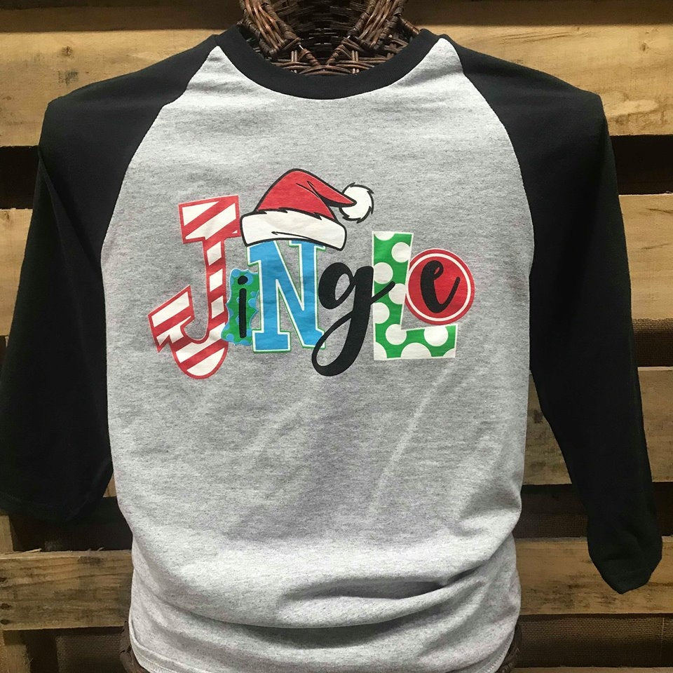 SALE Southern Chics Jingle Christmas Santa Hat Raglan - Adult & Kids T-Shirts, Sweatshirts & Hoodies apparel design preview 1