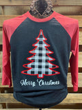 SALE Southern Chics Merry Christmas Plaid Tree Raglan - Adult & Kids T-Shirts, Sweatshirts & Hoodies apparel design preview 1