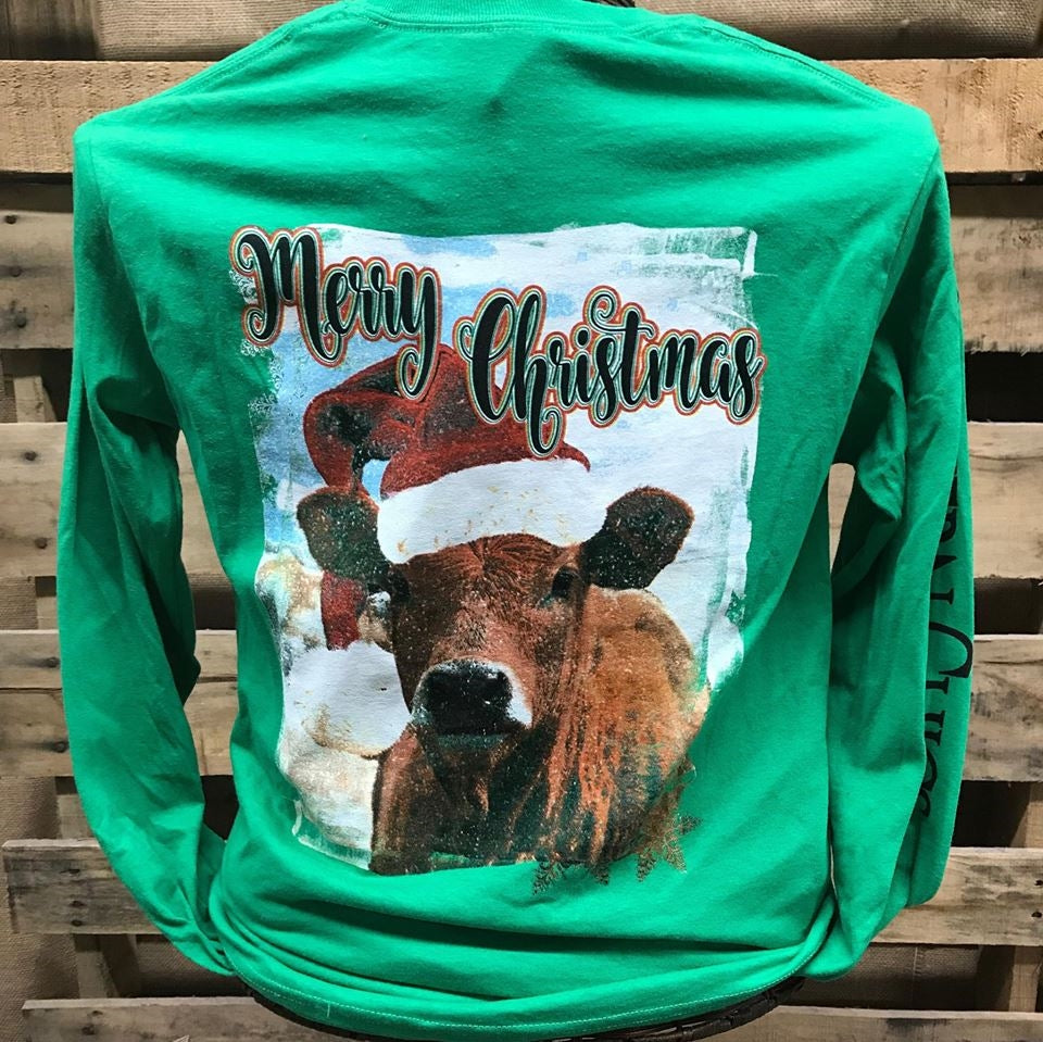 Southern Chics Merry Christmas Cow Girlie Bright - Adult & Kids T-Shirts, Sweatshirts & Hoodies apparel design preview 1