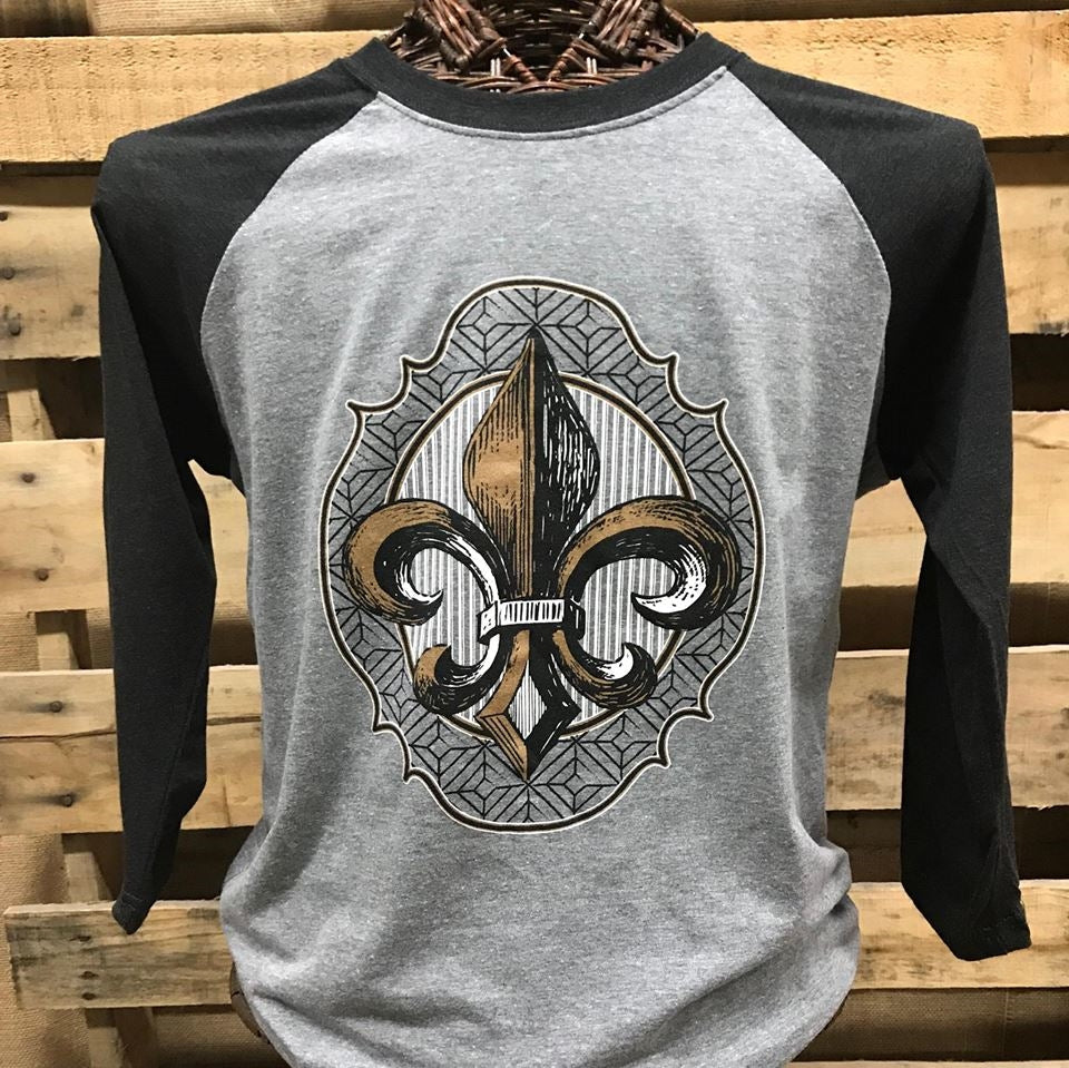 Southern Chics Apparel Fleur De Lis Raglan Canvas - Adult & Kids T-Shirts, Sweatshirts & Hoodies apparel design preview 1
