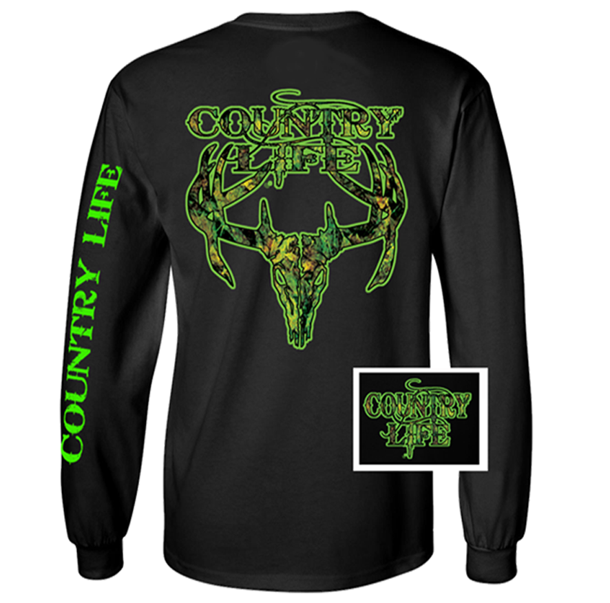 Country Life Outfitters Black Green Camo Realtree - Adult & Kids T-Shirts, Sweatshirts & Hoodies apparel design preview 1