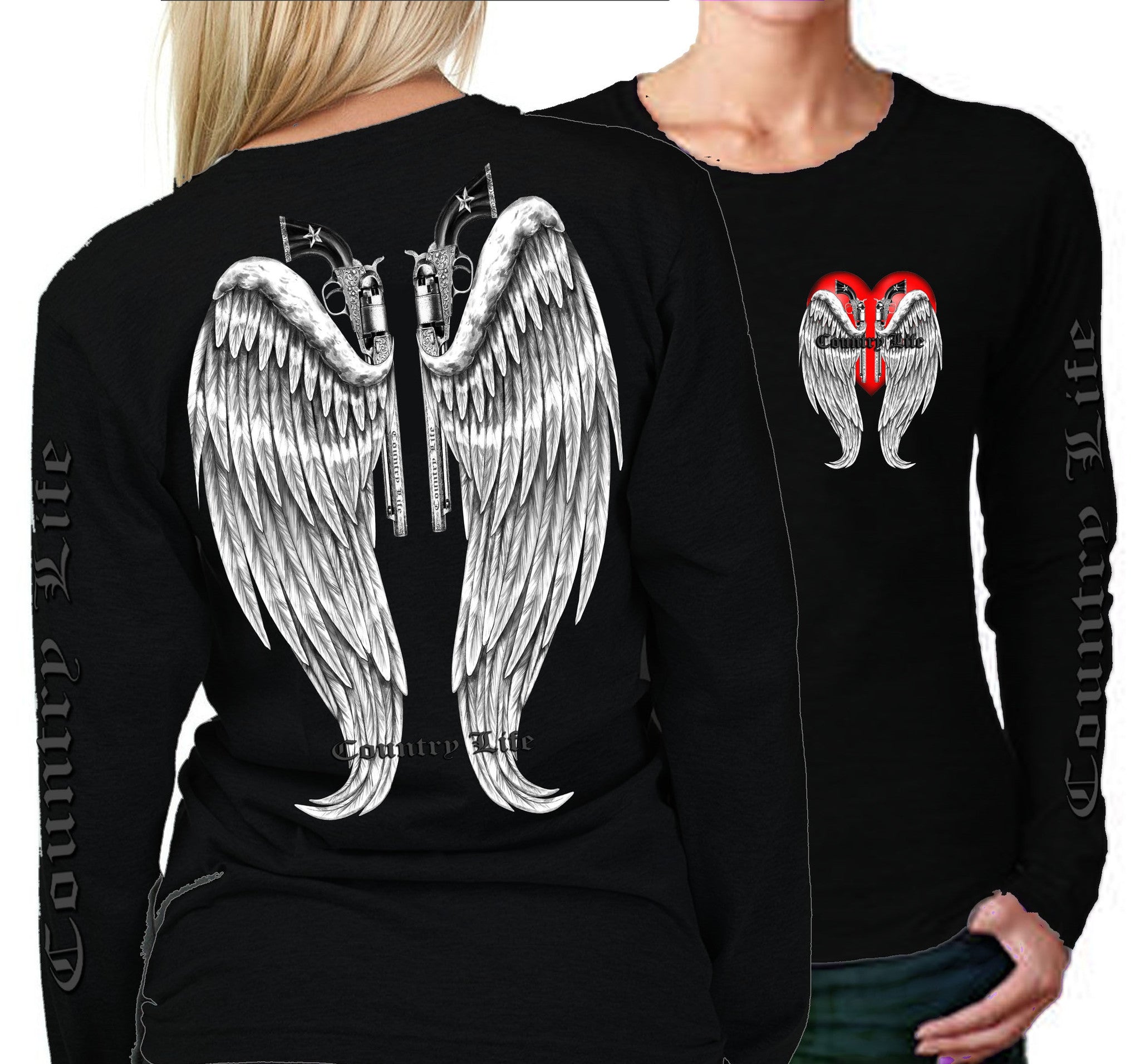 SALE Country Life Outfitters Wings Guns Vintage Black - Adult & Kids T-Shirts, Sweatshirts & Hoodies apparel design preview 1