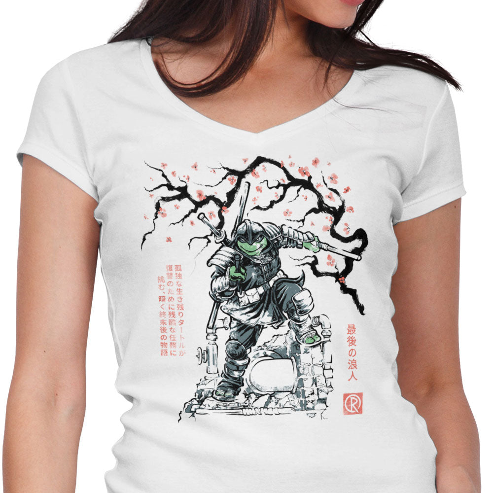 Last Ronin Sumi-e Women's V-Neck - Adult & Kids T-Shirts, Sweatshirts & Hoodies apparel design preview 1