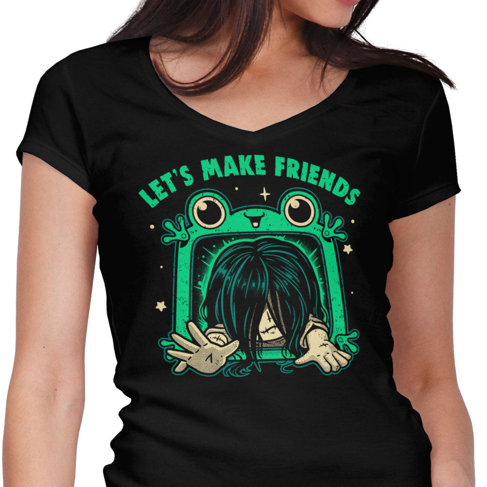 Let's Make Friends Women's V-Neck - Adult & Kids T-Shirts, Sweatshirts & Hoodies apparel design preview 1