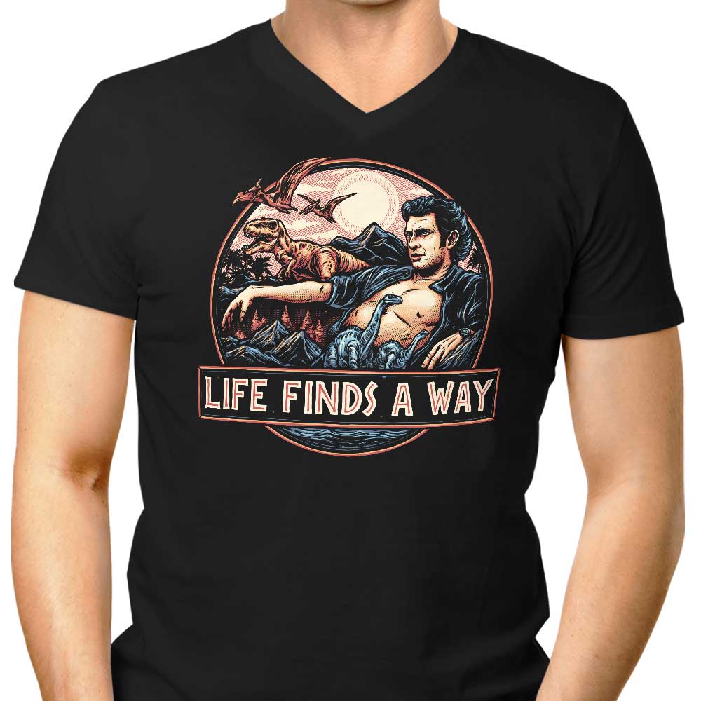Life Finds a Way Men's V-Neck - Adult & Kids T-Shirts, Sweatshirts & Hoodies apparel design preview 1