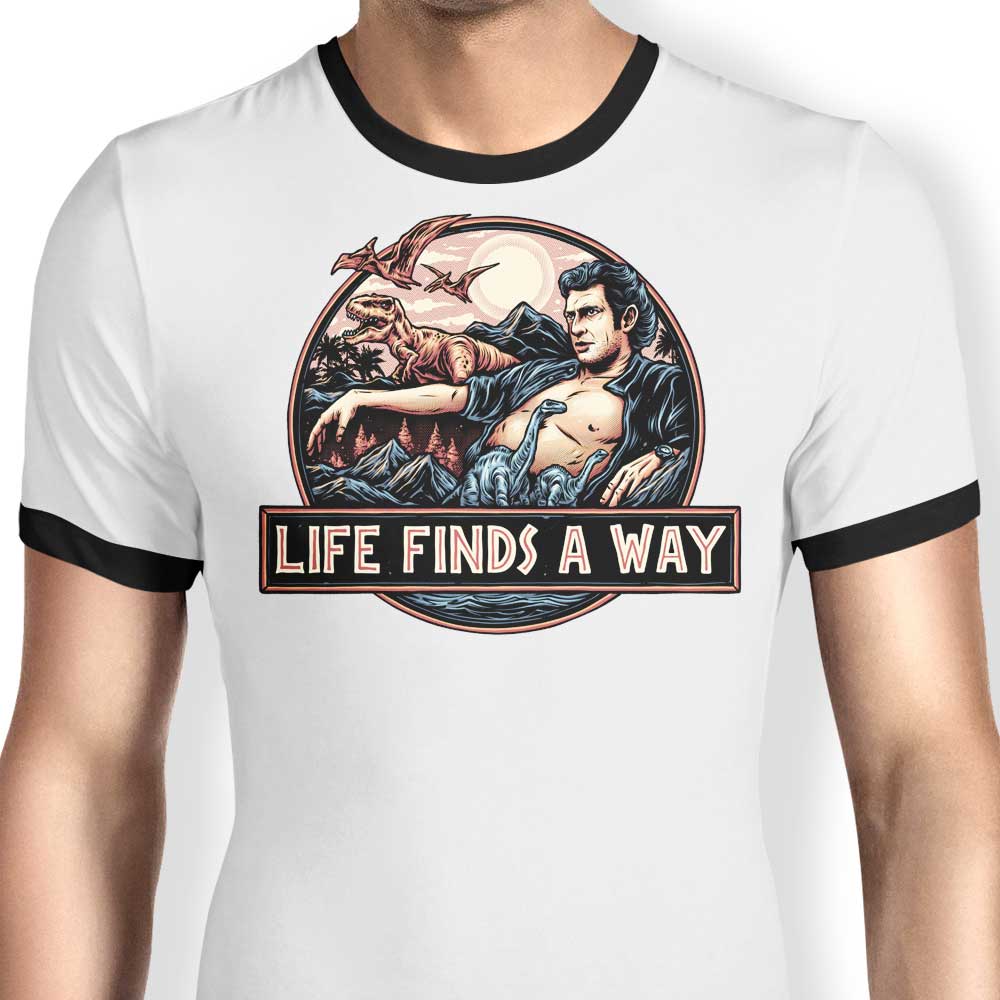 Life Finds a Way Ringer - Adult & Kids T-Shirts, Sweatshirts & Hoodies apparel design preview 1